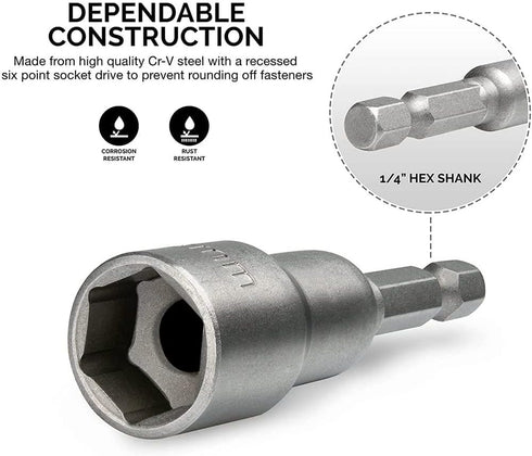 Utoolmart 1/4" Quick-Change Hex Shank 7mm Nut Setter Driver Drill Bit, 65mm Length, Metric No-magnetic 1 Pcs...