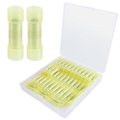 120pcs PA66 Nylon 12-10 AWG Wire Connectors Electrical Crimp Butt Connector Fully Insulated Splice Wire Terminals Yellow...