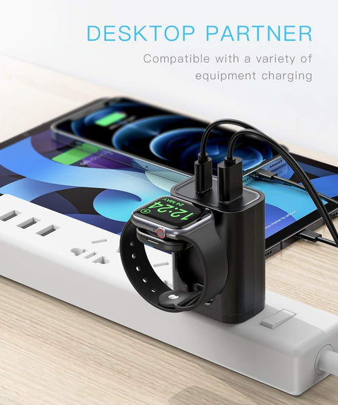 24W USB C Charger, 3 in 1 Design with Apple Watch Wireless Charger, PD Charger for iPhone, AirPods...