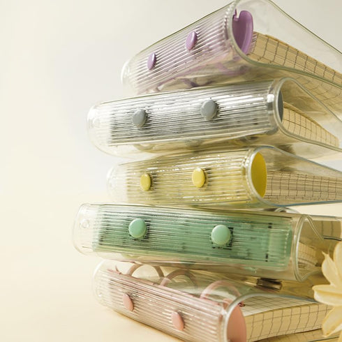 2 Sets Mini 3 Ring Binder Transparent Covers with Mini Binder Inner Paper Pockets Clear Soft PVC Notebook Closure Loose Leaf Folder Round Ring Bin...