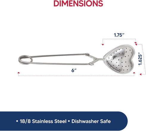 HIC Long Handled Snap Tea Infuser, Heart, 18/8 Stainless Steel Mesh, 1.75-Inch...