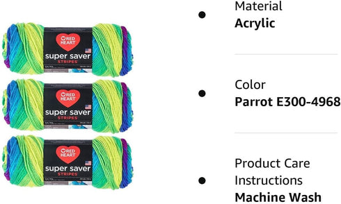 Red Heart Bulk Buy Super Saver Yarn (3-Pack) Parrot E300-4968......