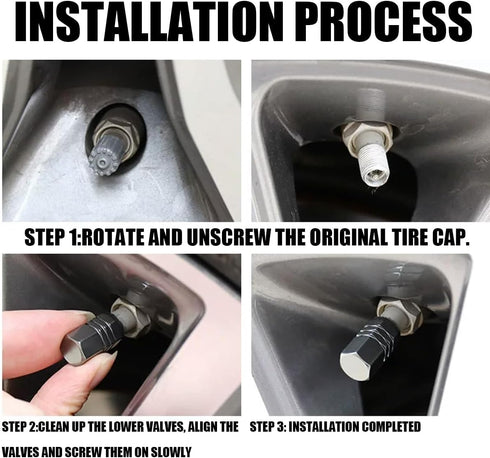 Car Tire Stem Valve Caps, 4 Pcs Aluminum Alloy Valve Stem Covers, Corrosion Resistant Leak-Proof Tire Cap Cover Accessories, Hexgon Style Wheel Ai...