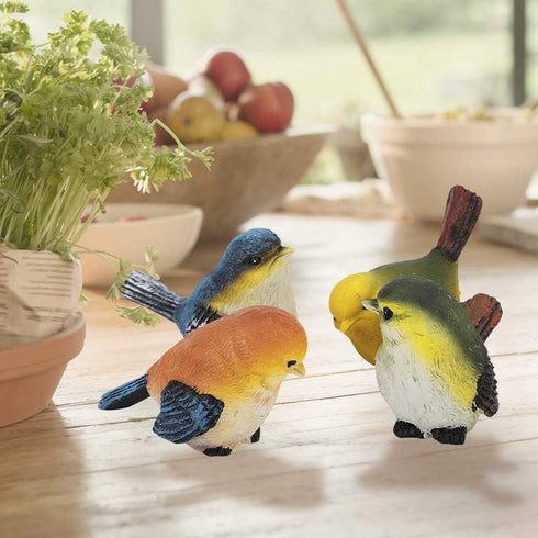 Zerodis Miniature Bird Decorative Figurines, Pack of 4 Resin Birds Animal Figurine Decoration Mini Simulation Cute Garden Statue Birds Figures Dec...
