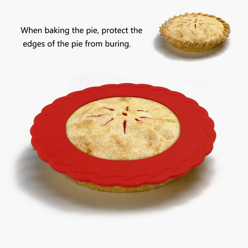 4 Pcs Mini Pie Crust Shields, Silicone Pie Pan Shield for Baking, Mini Pie Crust Protector 4 to 6 in (Red)...