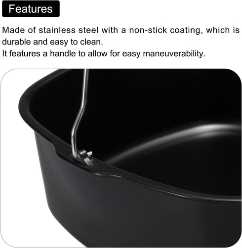 MECCANIXITY Baking Pan Universal Air Fryer Accessory Nonstick Coating 9"x8"x3" Stainless Steel for Pressure Cookers, Air Fryers Ovens Black...