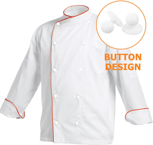 Chef Suit Buttons 100 Pcs Ball Plastic Buttons Chef Coat Stud Button Round Movable Jacket Chef Button for Chef Coat Uniform Jackets White Plastic ...