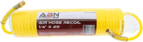 ABN Recoil Hose, 1/4in x 25ft – Portable Polyurethane Coil Hose for Air Compressor, Nailer, Sprayer, Staple Gun...