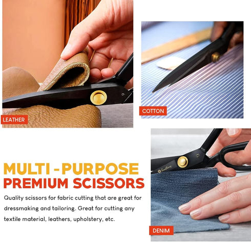Fabric Scissors Professional (9-inch), Premium Scissors for Fabric Cutting with Bonus Measuring Tape - Made of High Density Carbon Steel Shears, S...