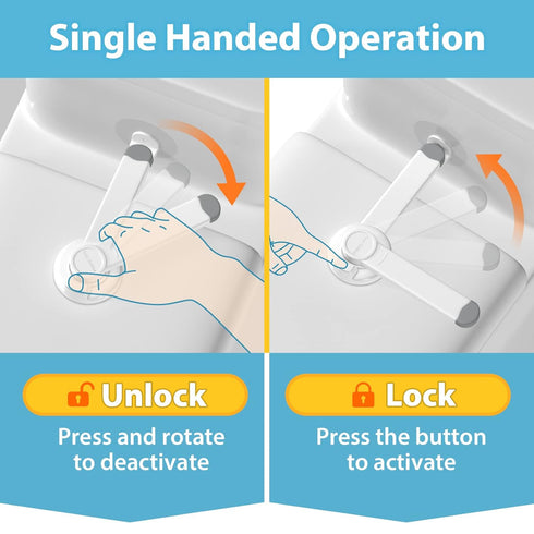 4our Kiddies Baby Toilet Lock (2 Pack) for Child Safety, Baby Proof Toilet Seat Lock with 2 Extra Pallet Fit for Most Standard Toilet, Easy Intall...