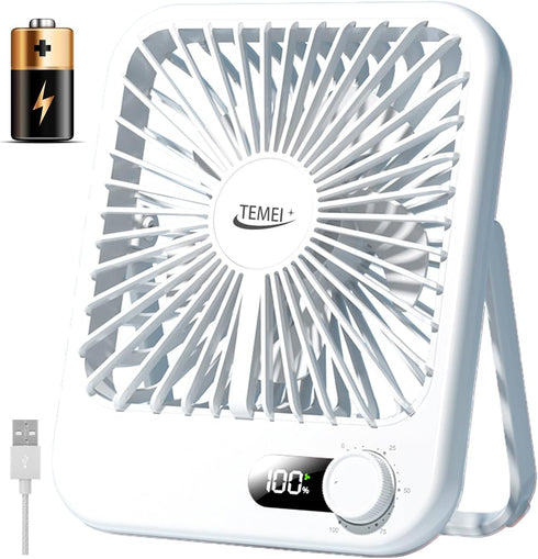 Small Portable Desk Fan, 3000mAh USB Rechargeable Mini Foldable Personal Fans, 180°Tilt Standing Hanging Fan Strong Wind, Ultra Quiet, 100 Speed M...