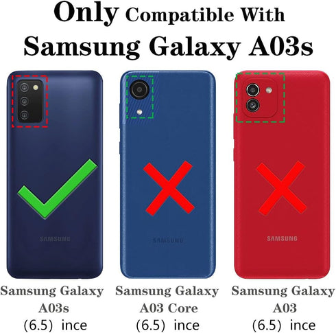 Yiakeng Compatible Phone Case for Samsung Galaxy A03S Case with HD Screen Protector, Military Grade Protective Cases with Ring for Galaxy A03S (Re...