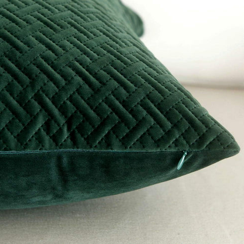 Artcest Set of 2, Decorative Velvet Bed Throw Pillow Case, Sofa Soft Quilted Pattern, Comfortable Couch Cushion Cover, 18"x18" (Dark Green)...