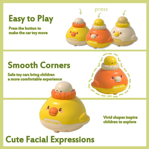 Baby Car Toys for Toddlers 1-3, 3 Pcs Pressing Baby Crawling Toy Car for Baby, Car Toddler Toy for Gifts to Boys and Girls (Duck)...