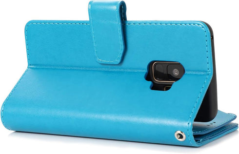 UEEBAI Wallet Case for Samsung Galaxy S9, Premium PU Leather Magnetic Closure Flower Pattern Handbag Zipper Pocket Case Kickstand Card Holder Slot...