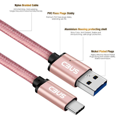 CBUS 6ft Heavy-Duty Braided USB C Charger Cable Compatible with iPhone 15/Pro/Max, iPad Pro, iPad Air (2022/2021/2020) Samsung Galaxy Tab S8/S8+/S...