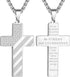 DuoDiner 18+2 Inch Cross Necklace Bible Verse Stainless Steel American Flag Pendant Chain for Men Jewelry Gift...