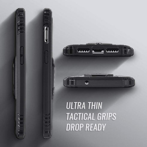 Shields Up OnePlus 7/6T Carbon Case | 10ft Drop Tested | Ultra Slim, Lightweight, Scratch Resistant, Shockproof | Kickstand - Black...
