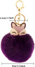 Honbay Faux Rabbit Fur Fluffy Keychain Fashion Fox Head Alloy Keychain Sparkly Rhinestone Handbag Backpack Car Keychain...