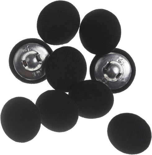 10PCS Fabric Cloth Covered Buttons with Metal Shank Buttons for Suits Gowns Blouses Tuxedo Sweaters Fabric Buttons Black 20mm...