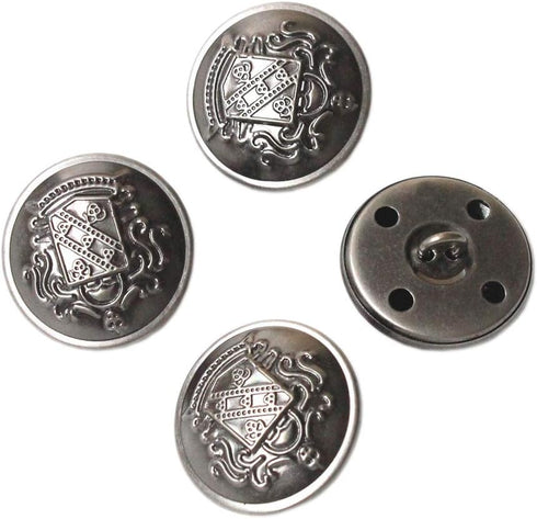 YaHoGa 10PCS 1 Inch (25mm) Large Antique Metal Buttons with Shank for Blazers,Suits,Jackets (Antique Silver)...
