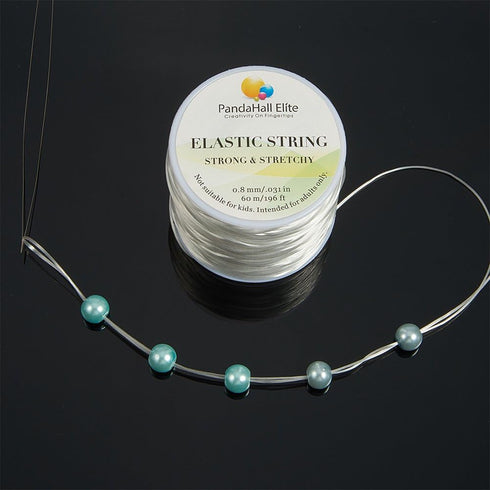 PH PandaHall 60 Yards Clear Elastic String Cord, 0.8mm Polyester Stretch Thread Elastic Bracelet Rope Crystal Beading Cord for Party Decor Jewelry...