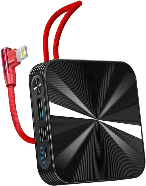 Portable Charger 10000mAh Power Bank, iPhone Charger,Ultra Compact Backup Battery with Built in Cable Compatible with iPhone 11/XS/XR/X/8/8P/7/6/6...