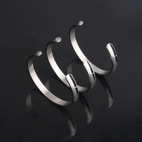 Hair Tie Bracelet Stainless Steel Grooved Cuff Bangle Gift for her (3 PCS silver)...