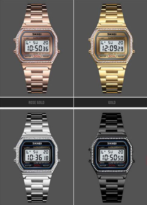 MASTOP Luxury Women Watches Full Steel Electronic LED Digital Fashion Ultra Thin Square Ladies Wrist Watches …...