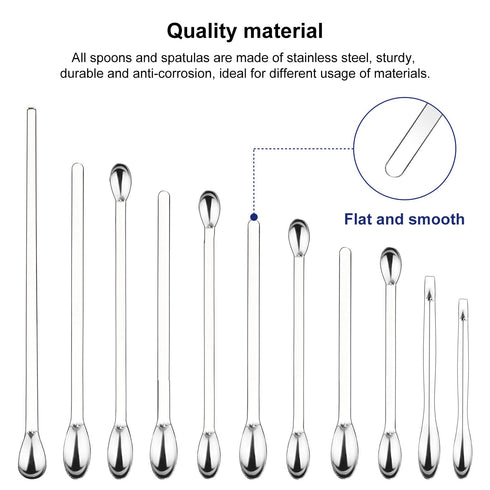 11 Pcs Lab Micro Spoon and Spatula Set, Stainless Steel Double-Ended Lab Spatulas Sampling Spoons Micro Scoopulas Weighting Set...