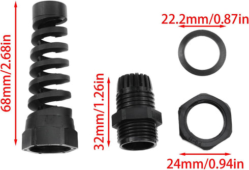 Lovelysp Plastic Flex Spiral Strain Relief Protector IP68 Waterproof M18 PG11 Plastic Cable Gland Connector for 5-10mm Thread -4PCS...