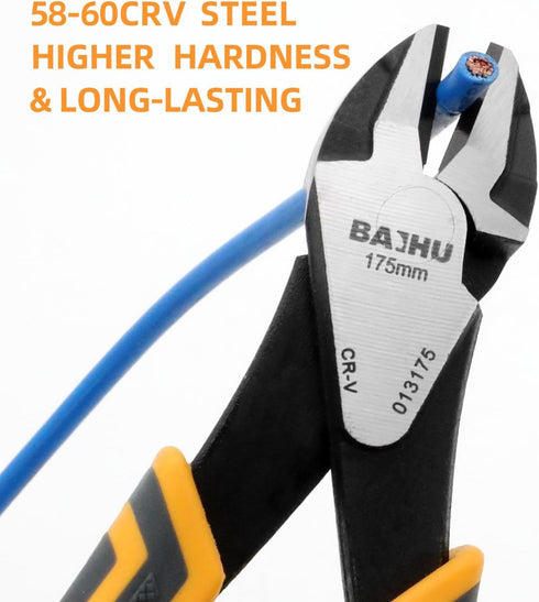 Diagonal Cutting Pliers, 7 Inch Premium CR-V Steel Wire Cutters, Heavy Duty Side Cutting Pliers, PVC Handle Comfort Grip...