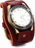 Vintage Retro Punk Men Wrist Watch Bronze Big Face Dial Wide Genuine Leather Band Cuff Quartz Watches...