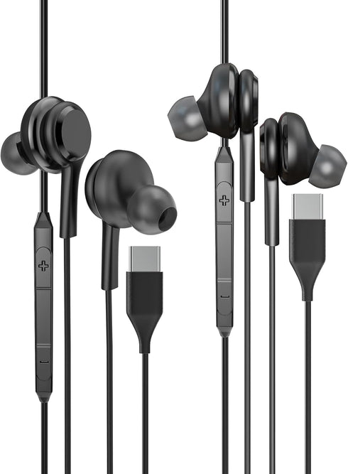 USB C Headphone with Microphone (2Pack) Compatible for Samsung Galaxy Z Flip S20 S21 S22 S23 Ultra Note 10 20 Pixel 7 Pro Type C Jack Wired Earbud...