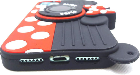 for iPhone 12 Mini Case Cute 3D Carton Camera with Rotating Ring Grip Holder Kickstand Lanyard Teens Girls Women Soft Silicone Phone Case Rubber C...