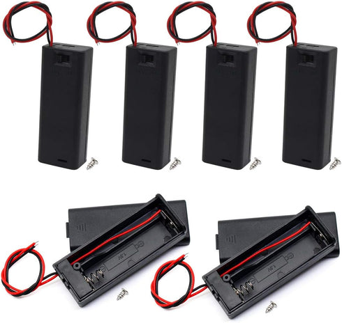 6Pcs AA Battery Holder with Leads Wires ON/Off Switch and Screw Cap Case Back Cover Connection 1.5V Battery Spring Clip Storage Box (1AA)...