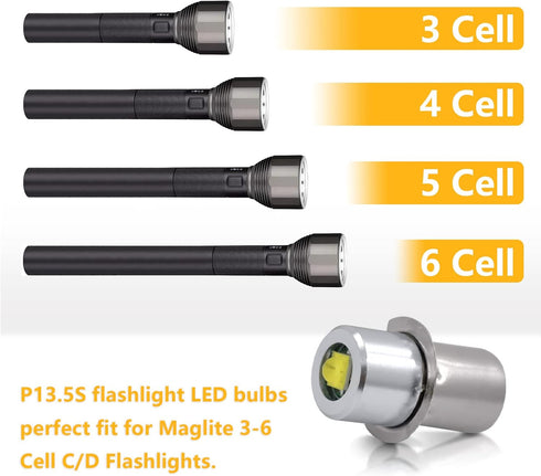 Light Led Conversion Kit for Maglite LED Conversion Kit, 3W DC 4-12V LED Flashlight Bulbs for MagLite 3-6 Cell C/D Flashlights Torch (2 Pack)...