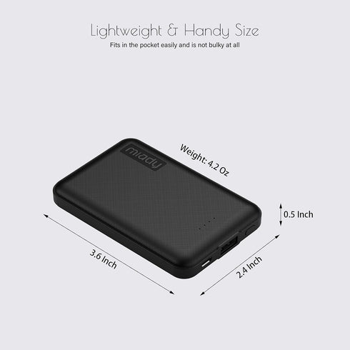 Miady 2-Pack 5000mAh Mini Portable Charger, Power Pack with 5V 2.4A USB-C Output, Power Bank Phone Charger for iPhone 15/14/13/12/... Series, Andr...