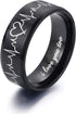 LAVUMO Heartbeat Rings for Couples I Love You Matching Promise Rings Wedding Bands Sets for Him and Her with Box Stainless Steel Comfort Fit...