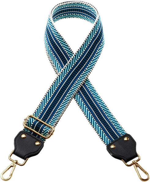 ZANQANO Adjustable Replacement Crossbody Strap Purse Guitar Style Jacquard Woven Embroidered Handbag Straps (Blue)...