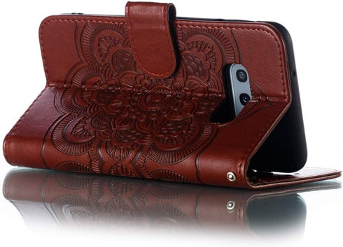 LEECOCO for Galaxy S10e Case Mandala Embossing Luxury PU Leather Flip Notebook Wallet Bookstyle Magnetic Stand Card Slot Folio Bumper Protection C...