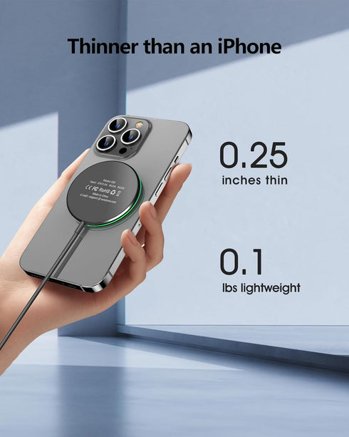 Magnetic Wireless Charger 15W Ultra-Fast Apple Mag-Safe Charger for iPhone 15/15 Pro/15 Plus/15 Pro Max/14/13/12 Series Magnet Charging Pad with S...