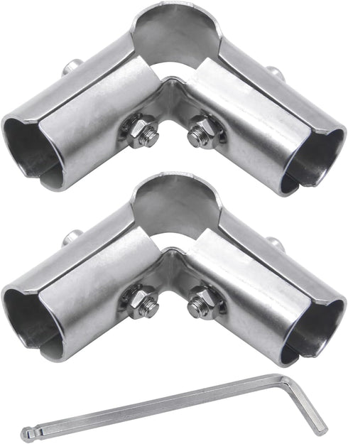 2 Sets of 90 Degree Structural Pipe Connectors, 3-way Metal Connectors, for 3-Way Pipe Clamp end Rail Clamps (for 1" or 25MM or 3/4" OD, Silver)...