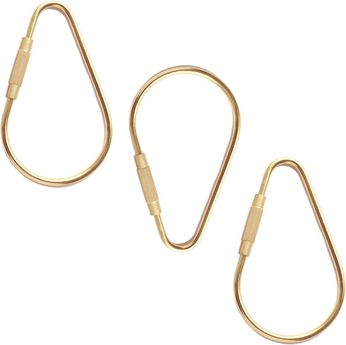 Dong Huang 3pcs Durable Brass Screw Lock Clip Key Ring for Keychains, Tear Drop Shape Keychain Clip, Simple Style Key Chains Women for Car Keys, C...