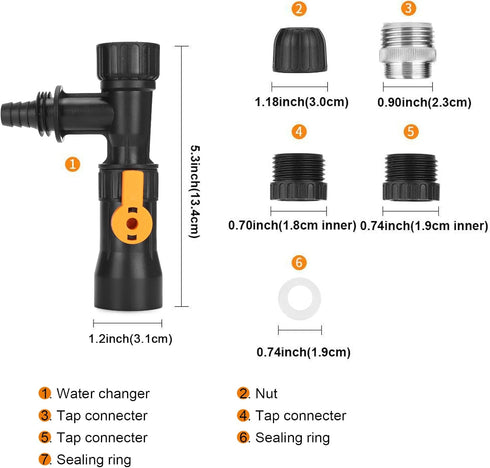 Aquarium Fish Water Changer Replacement, Nozzles Pump Faucet with 2 Adapters Adapter Control Valve Assembly Connectors Parts...