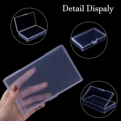 6 Pack Small Plastic Containers with Hinged Lids, Rectangle Clear Storage Boxes for Beads, Jewelry, Game Pieces, Crafts Items and Office Supplies ...