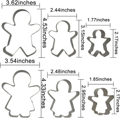 6PCS Cute Funny Gingerbread Boy and Girl Christmas Lebkuchen Cookie Cutter Molds, Like A Family by CSPRING...