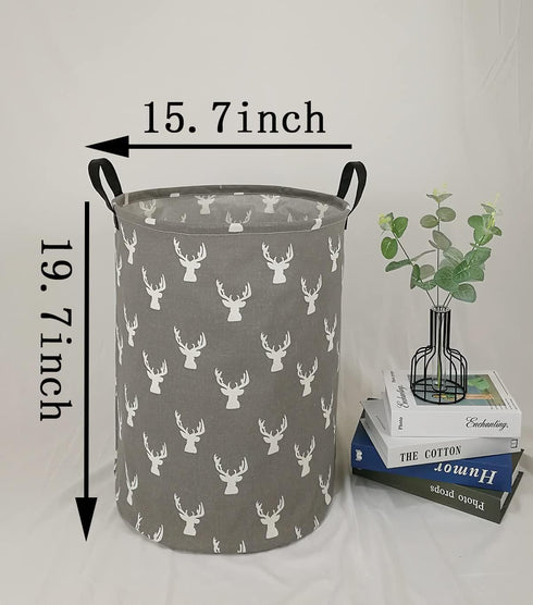 KUNRO Large Sized Storage Basket Waterproof Coating Organizer Bin Laundry Hamper for Nursery Clothes Toys (Grey deer)...