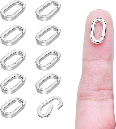 10Pcs Oval Clasp Carabiner Necklace Clasps and Closures Spring Ring Clasp Pearl Necklace Enhancer Connector for Jewelry Finding Necklace Bracelet ...