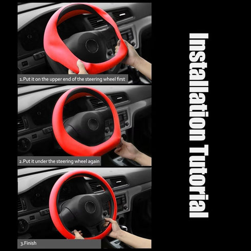 Car Steering Wheel Cover, Anti-Slip Silicone Steering Wheel Protector, Universal Car Accessories Wheel Cover for Most of Cars (Red)...